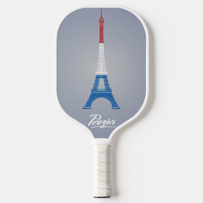 Coloured Eiffel Tower Pickleball Paddle