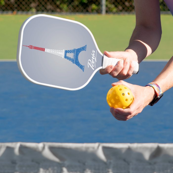 Coloured Eiffel Tower Pickleball Paddle