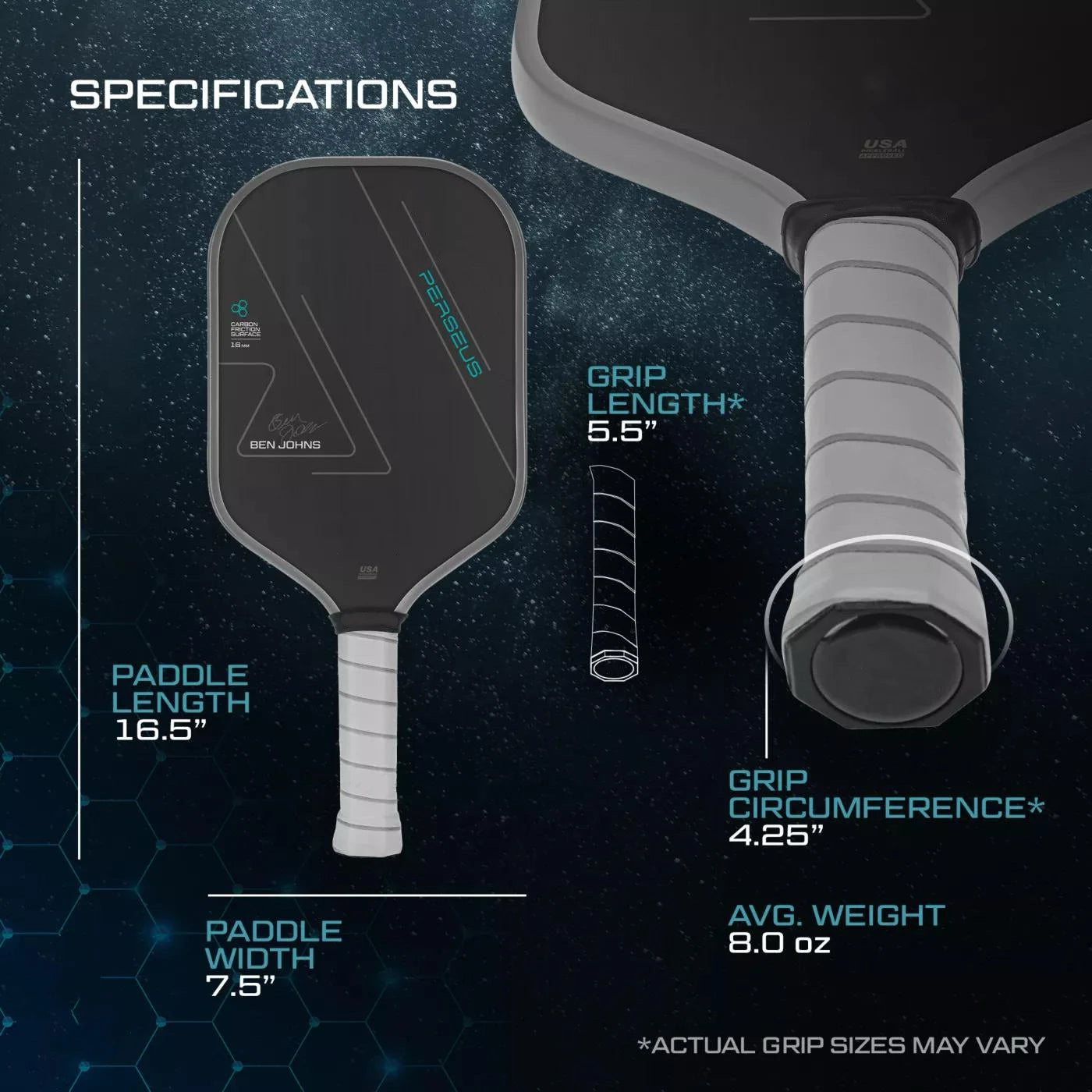 BEN JOHNS T700 Carbon Fiber Pickleball Paddle Carbon Friction Surface